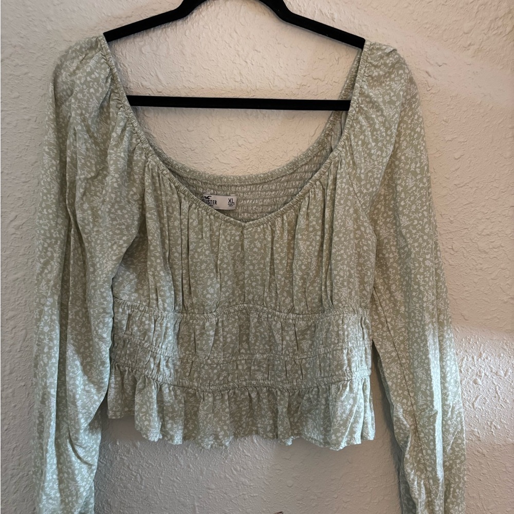 Hollister Mint Green Patterned Blouse